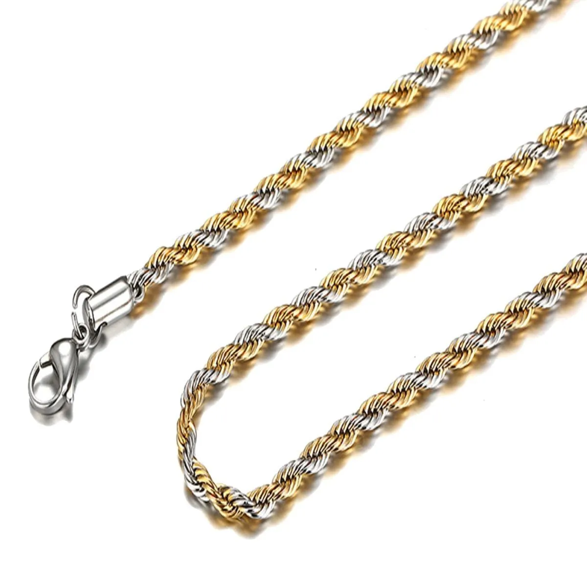 316L Stainless Steel Two Tone Classic Rope Chain 20.1"