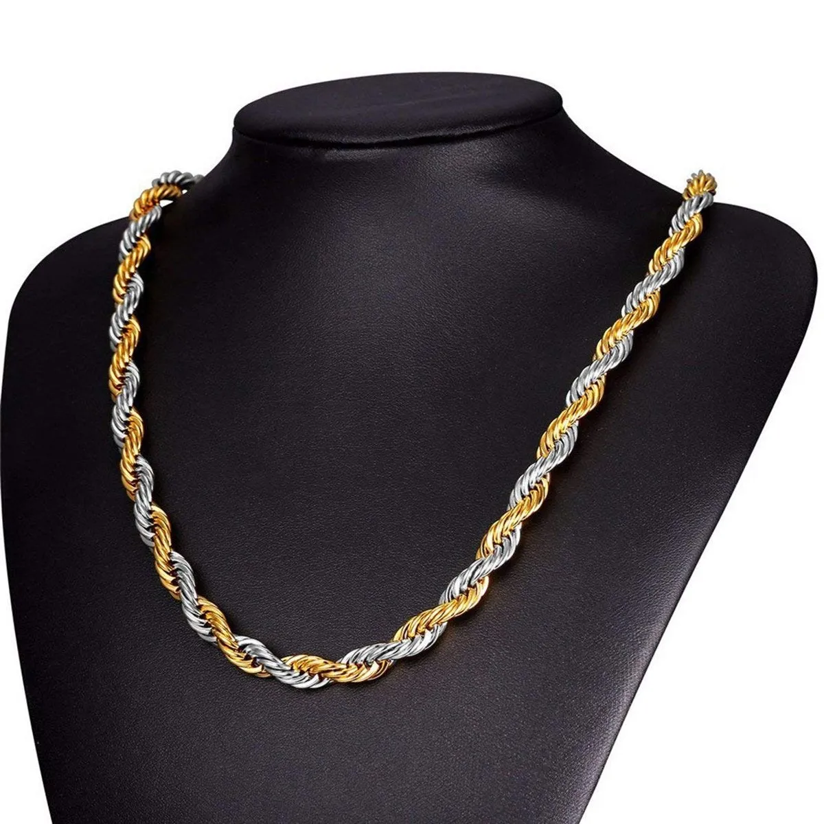 316L Stainless Steel Two Tone Classic Rope Chain 20.1"