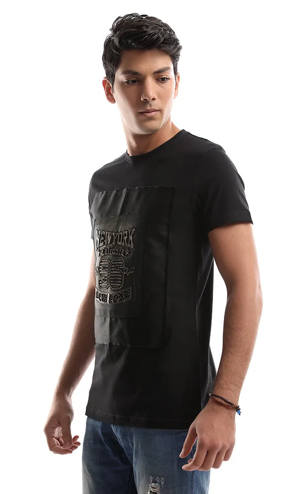 47417 3D NY Calionia Printed Black Tee