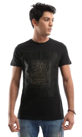 47417 3D NY Calionia Printed Black Tee