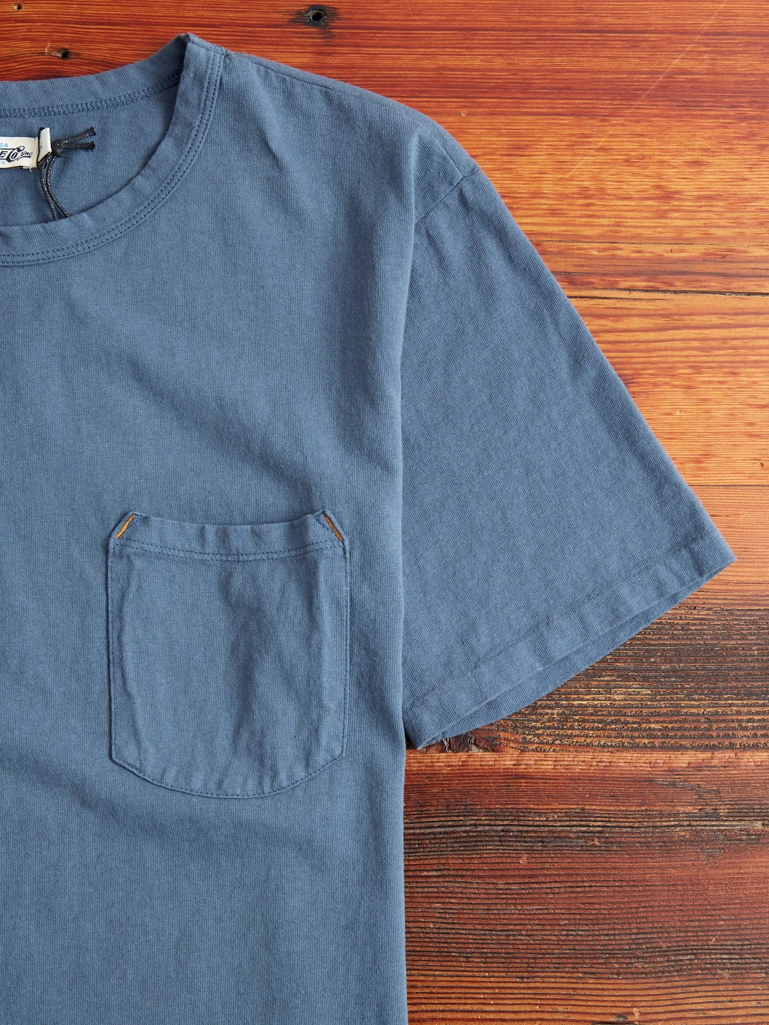 9oz Pocket T-Shirt in Faded Blue