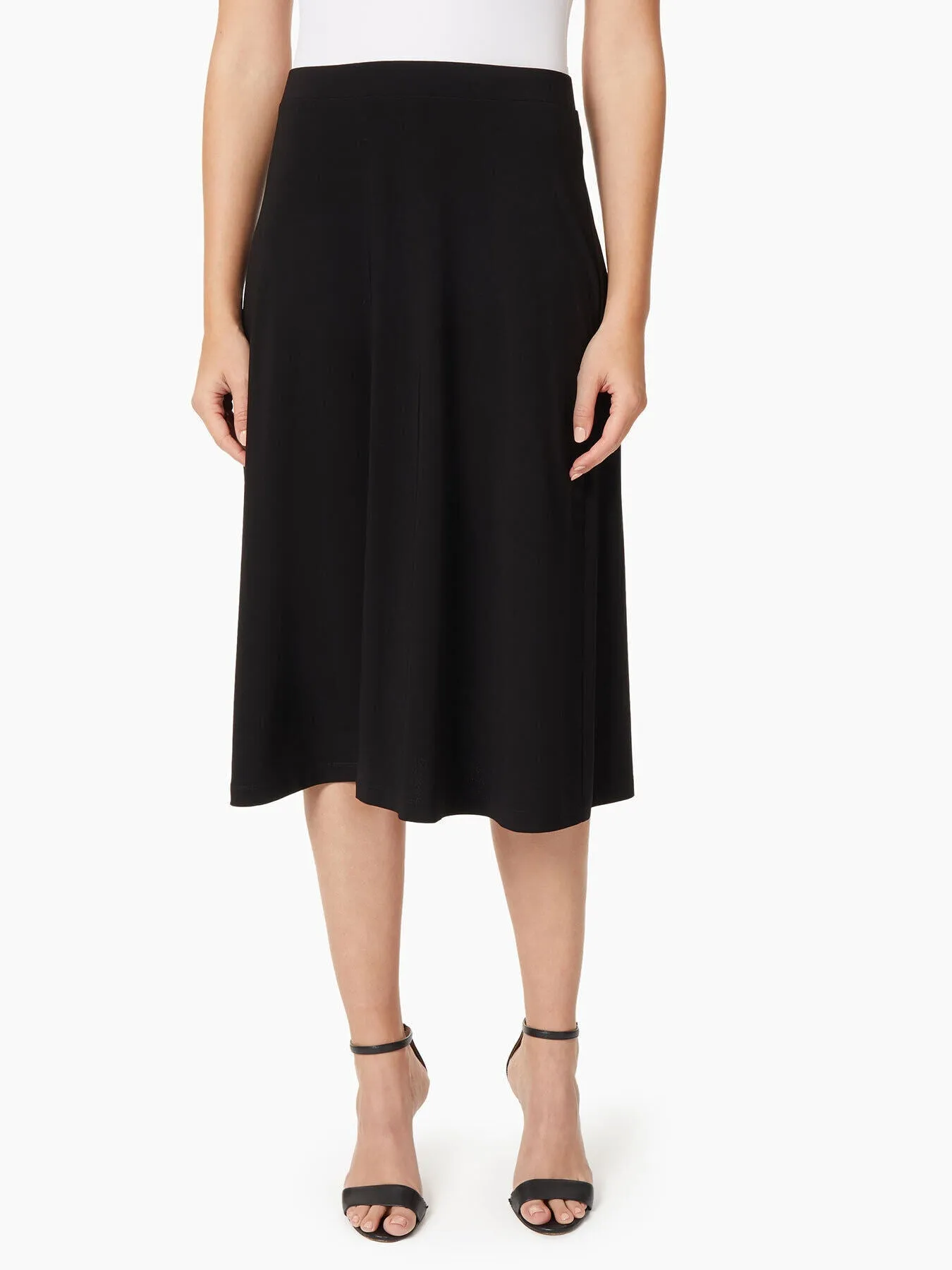 A-Line Jersey Knit Midi Skirt