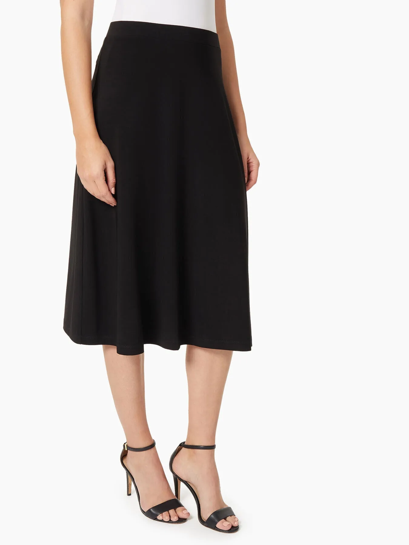 A-Line Jersey Knit Midi Skirt