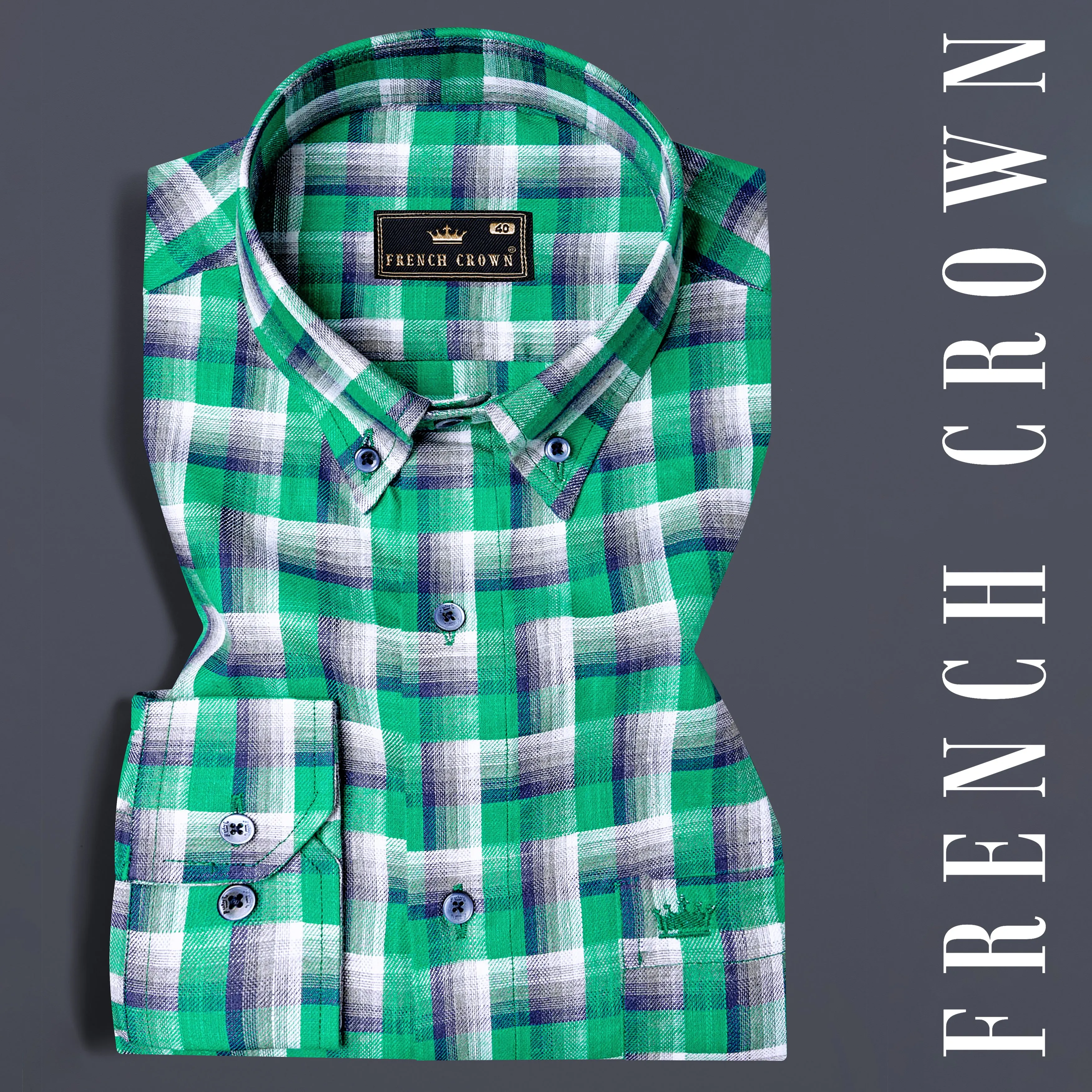 Acapulco Green and Bright White Twill Premium Cotton Shirt