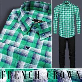 Acapulco Green and Bright White Twill Premium Cotton Shirt