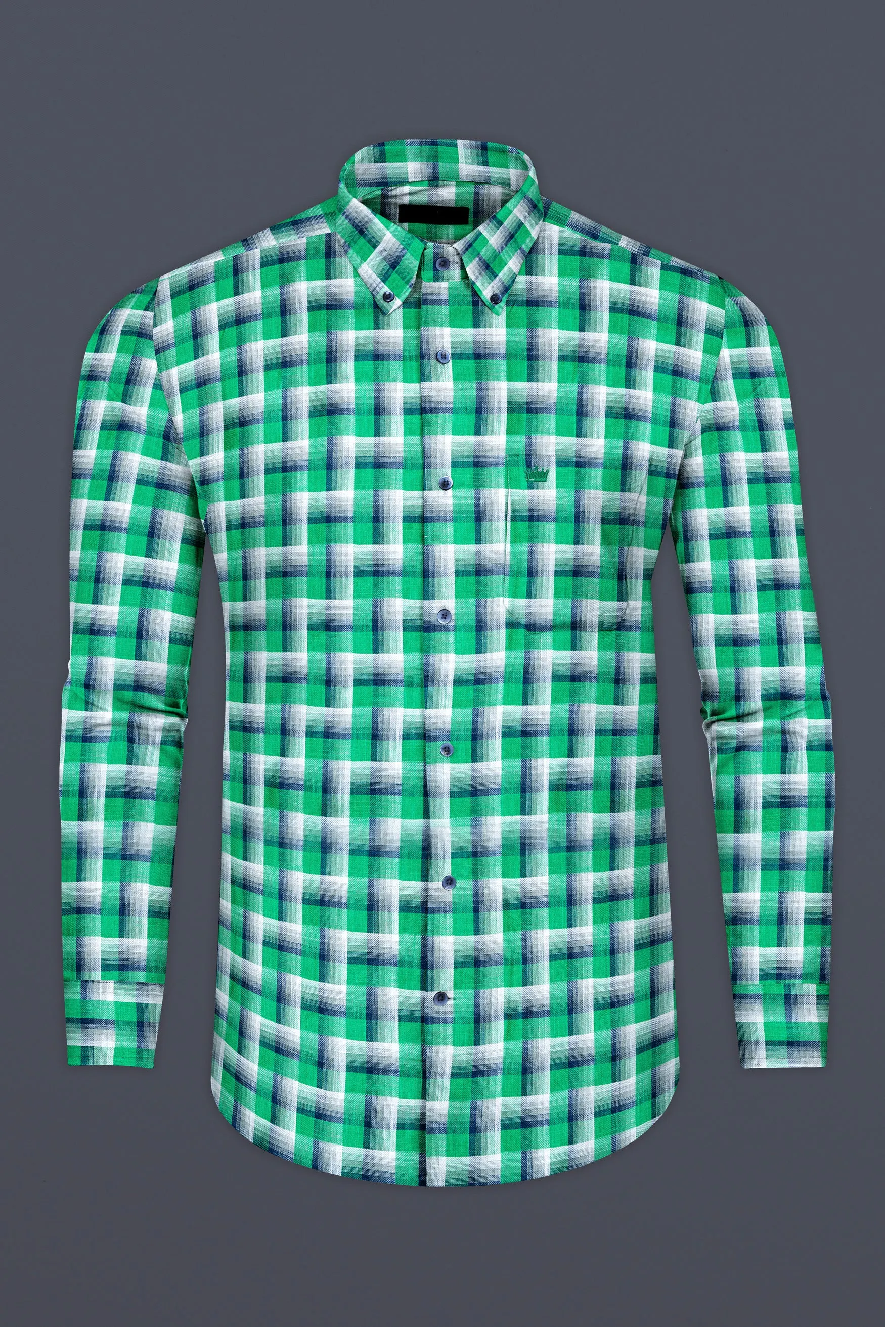 Acapulco Green and Bright White Twill Premium Cotton Shirt