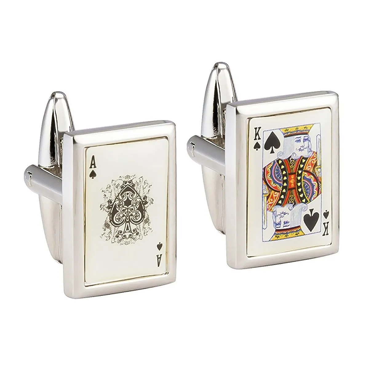 Ace King Playing Cards White Cufflinks In Box