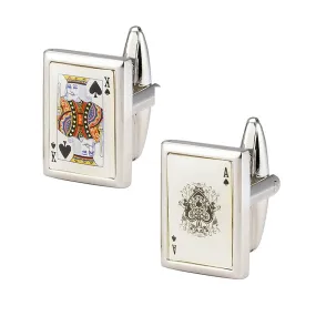 Ace King Playing Cards White Cufflinks In Box