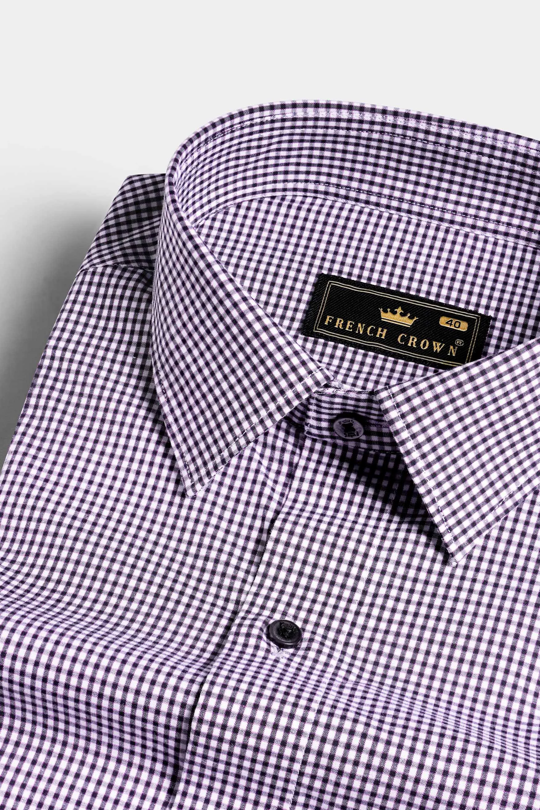 Affair Purple and Black Gingham Checkered Premium Cotton Shirt