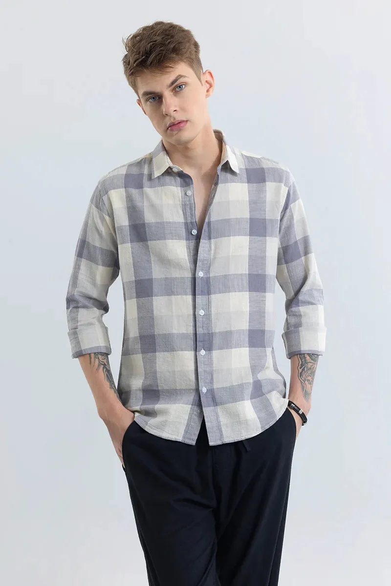 Stylish Alessia Grey Checked Linen Blend Shirt for Effortless Chic