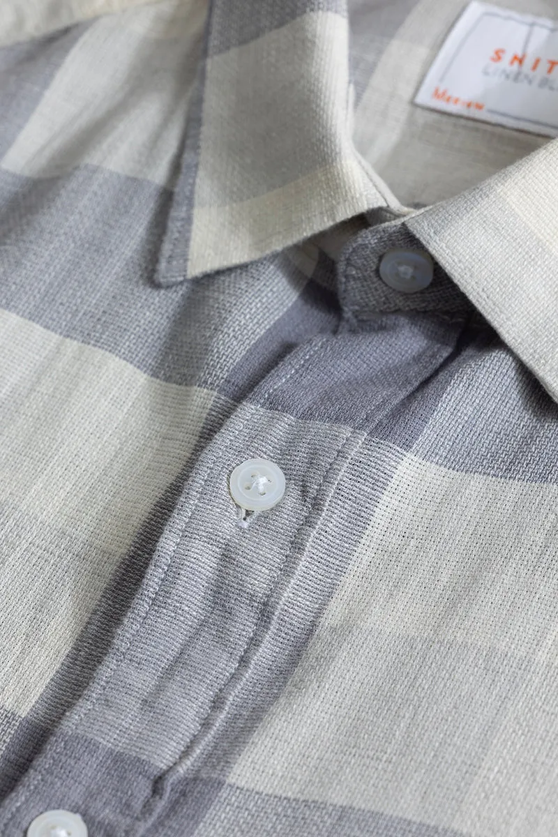 Stylish Alessia Grey Checked Linen Blend Shirt for Effortless Chic