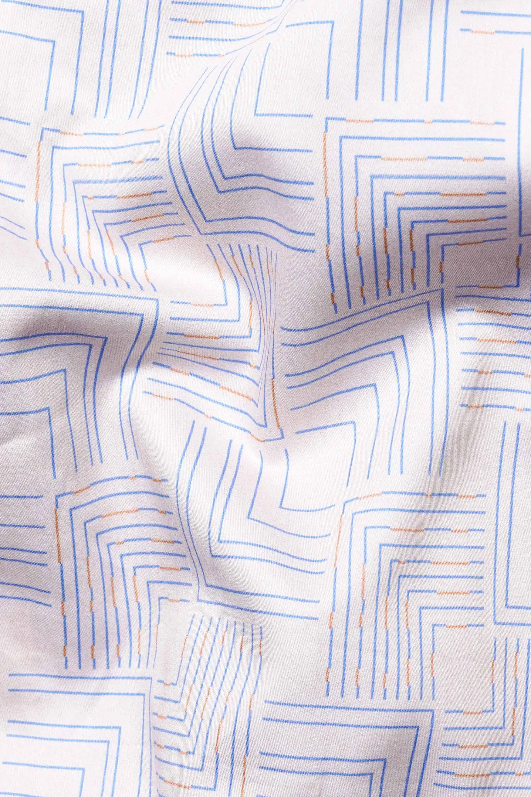 Almond Cream and Danube Blue Printed Subtle Sheen Super Soft Premium Cotton Shirt