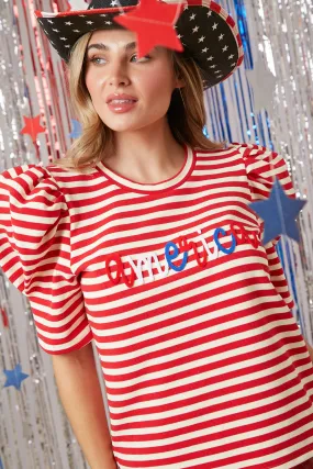 America Puff Sleeve Top