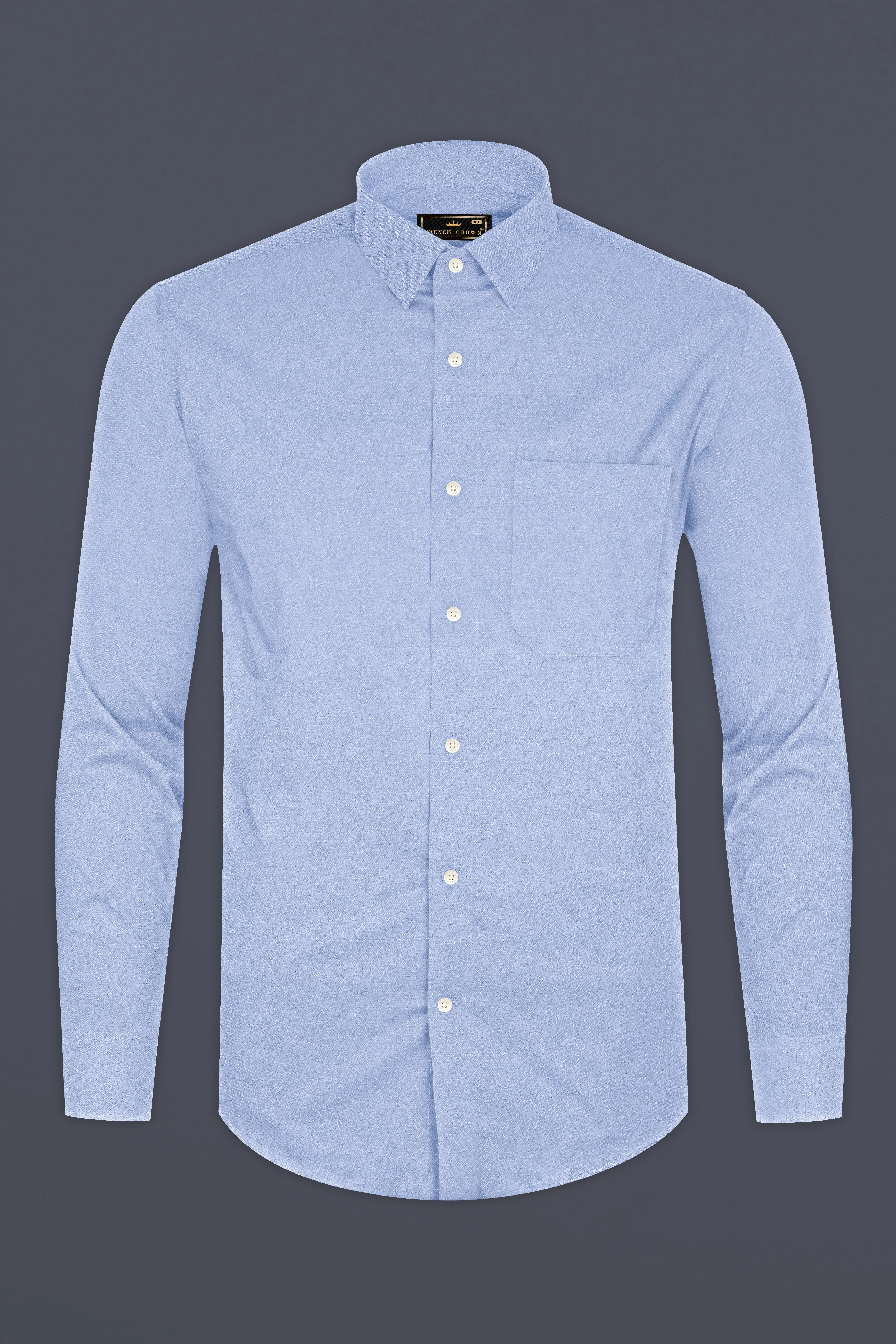 Angel Blue Jacquard Textured Premium Cotton Shirt