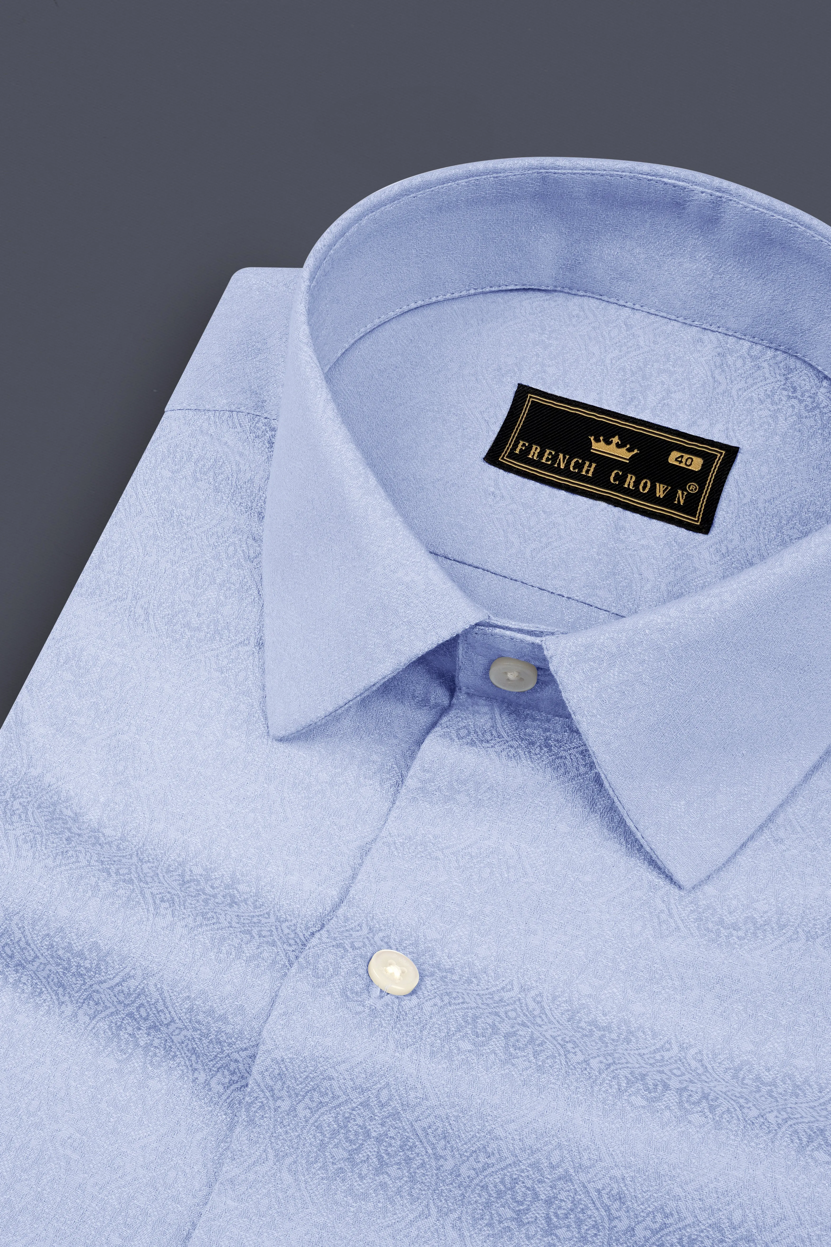 Angel Blue Jacquard Textured Premium Cotton Shirt