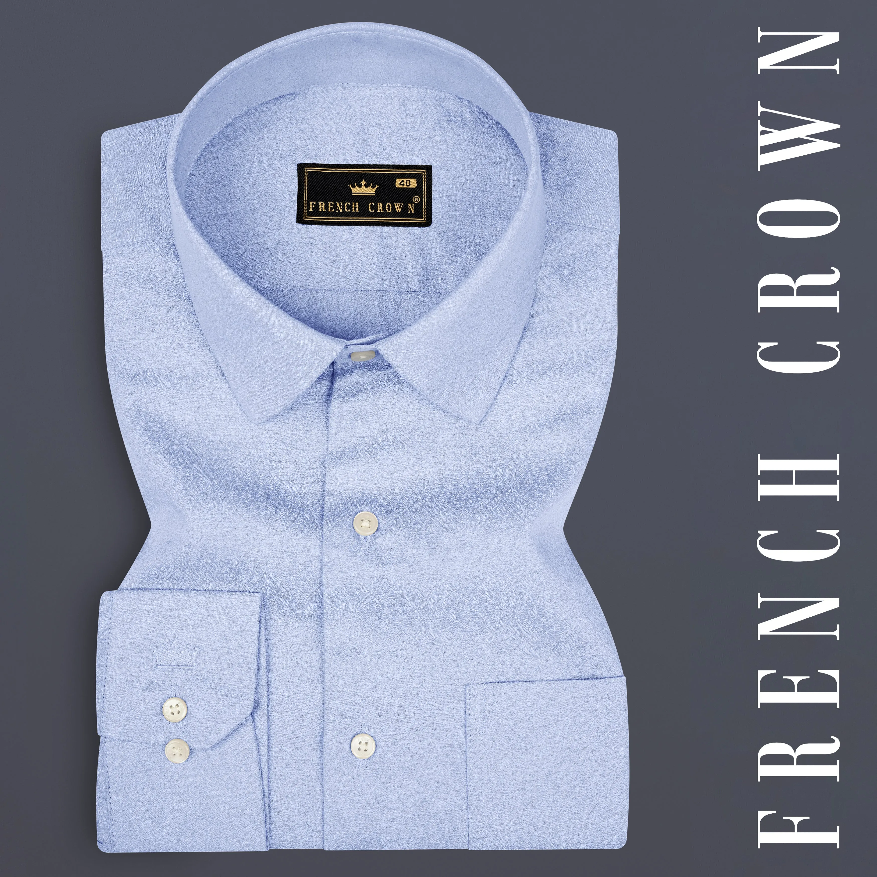 Angel Blue Jacquard Textured Premium Cotton Shirt