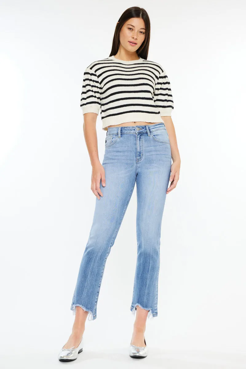 Angela High Rise Slim Crop Straight Jeans