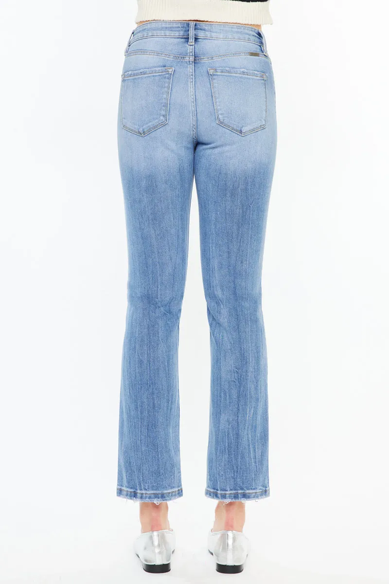 Angela High Rise Slim Crop Straight Jeans