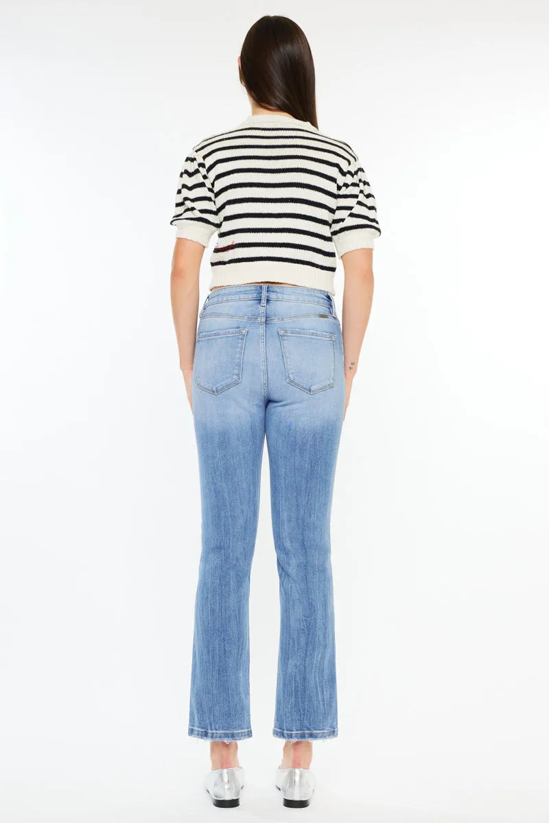 Angela High Rise Slim Crop Straight Jeans