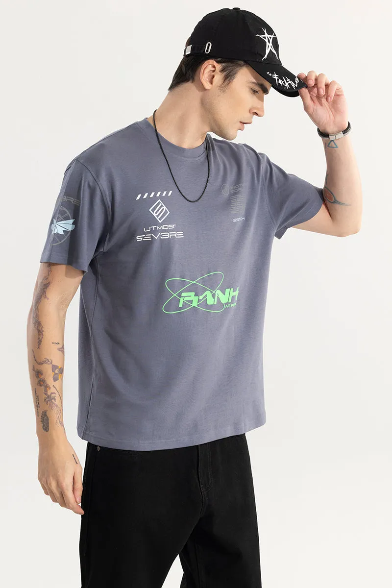 Stylish Grey Reflective Print T-Shirt Inspired by Another World