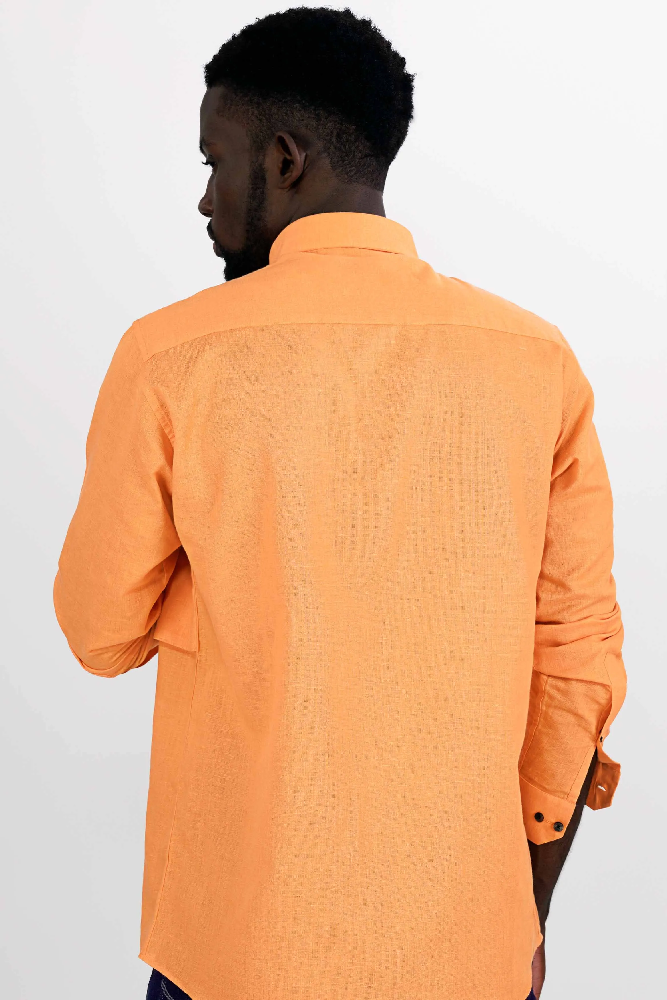 Apache Orange Luxurious Linen Designer Shirt