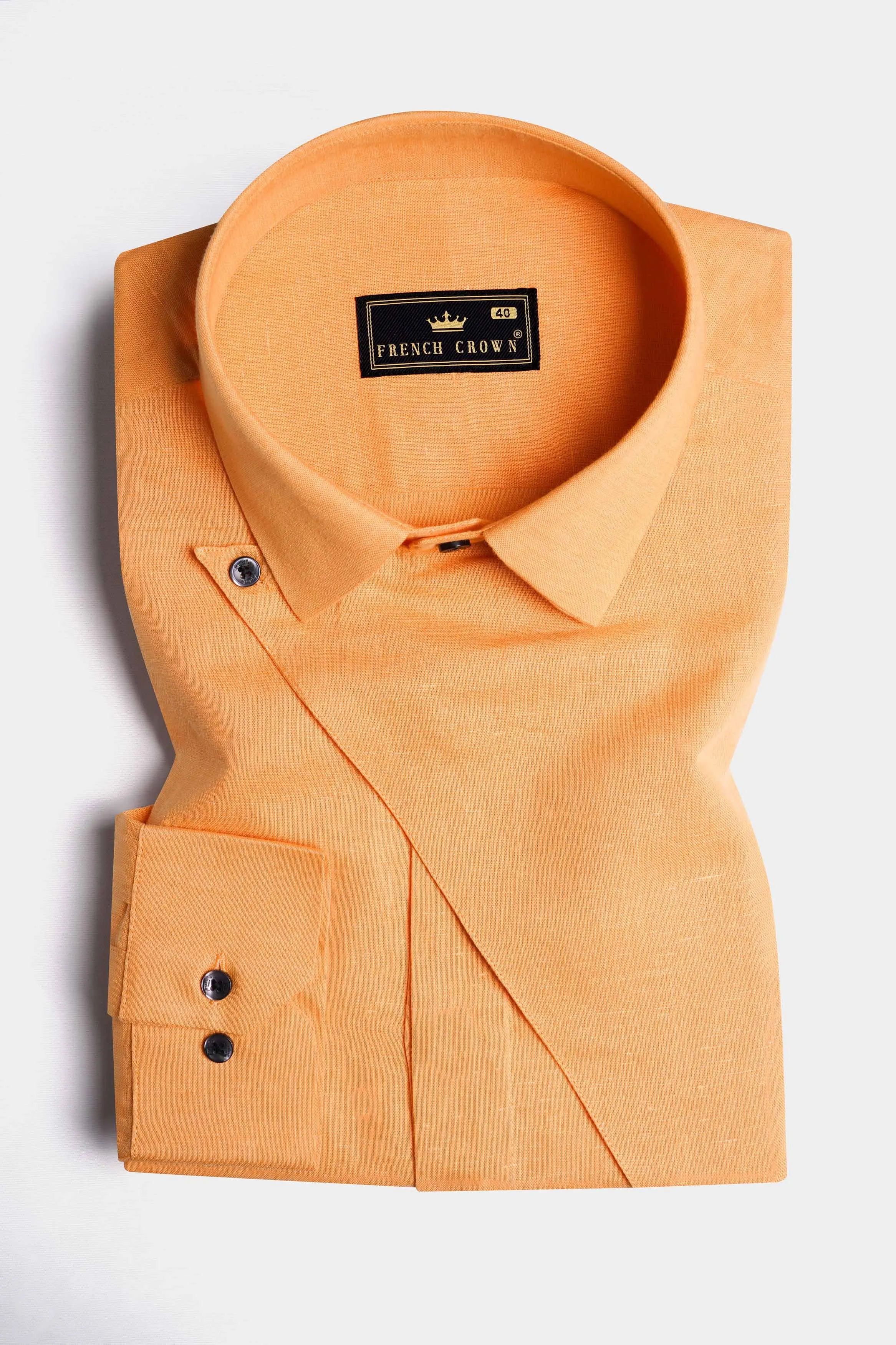 Apache Orange Luxurious Linen Designer Shirt