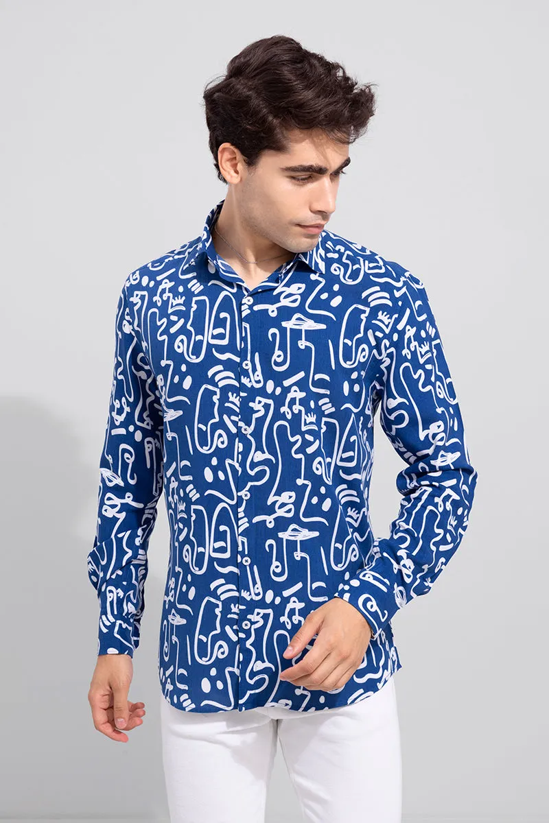 Arabic Doodle Blue Shirt