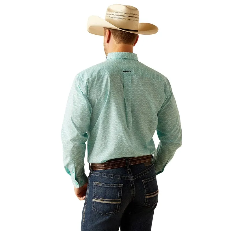 Ariat Men's Team Gian Classic Fit Light Aqua Long Sleeve Button Down Shirt 10048394