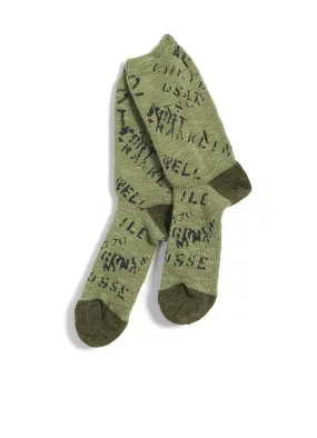 ARMY | 96 Yarns Graffiti Hole-Punched Socks | Khaki