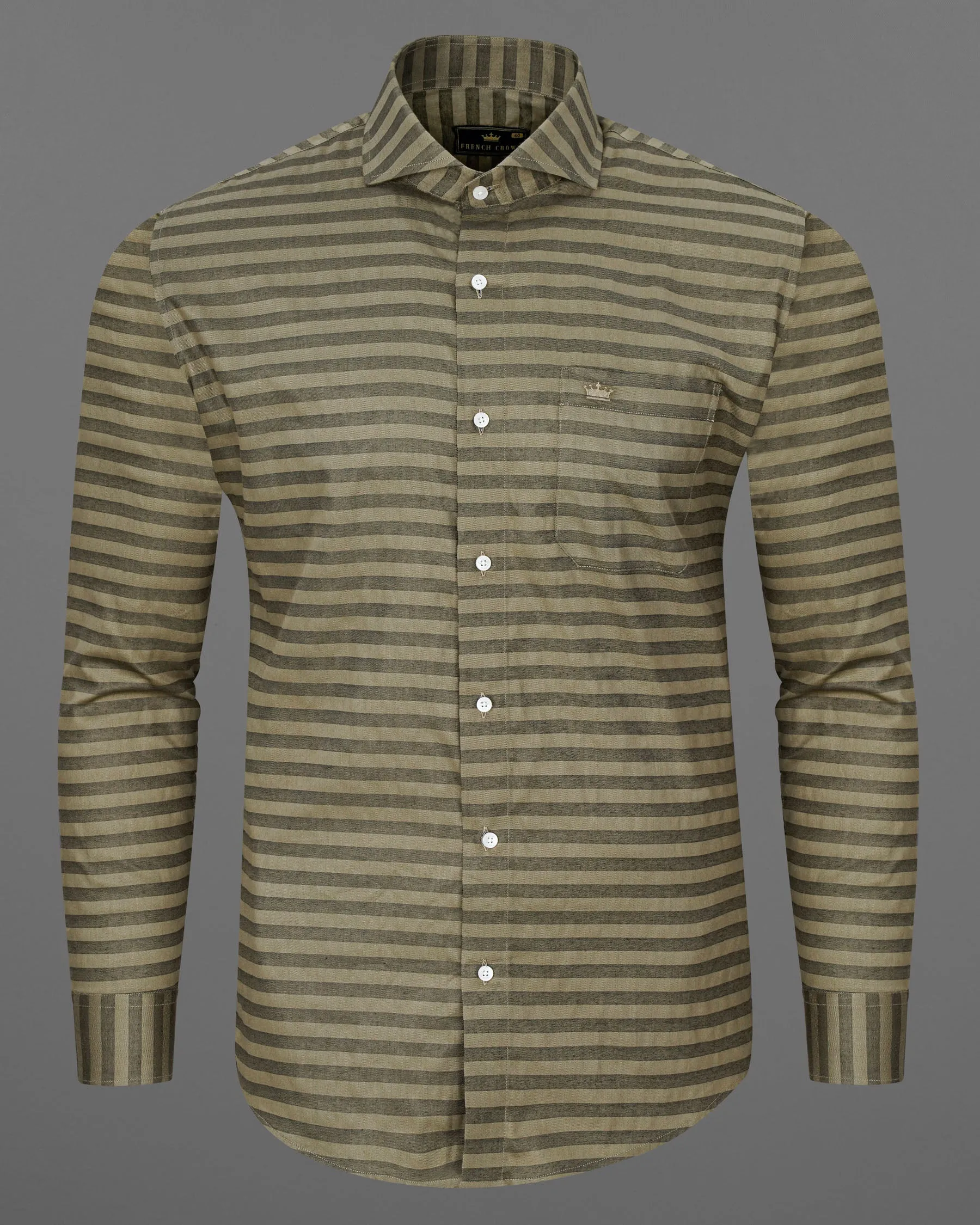 Arrowtone Brown Dobby Textured Premium Giza Cotton Shirt