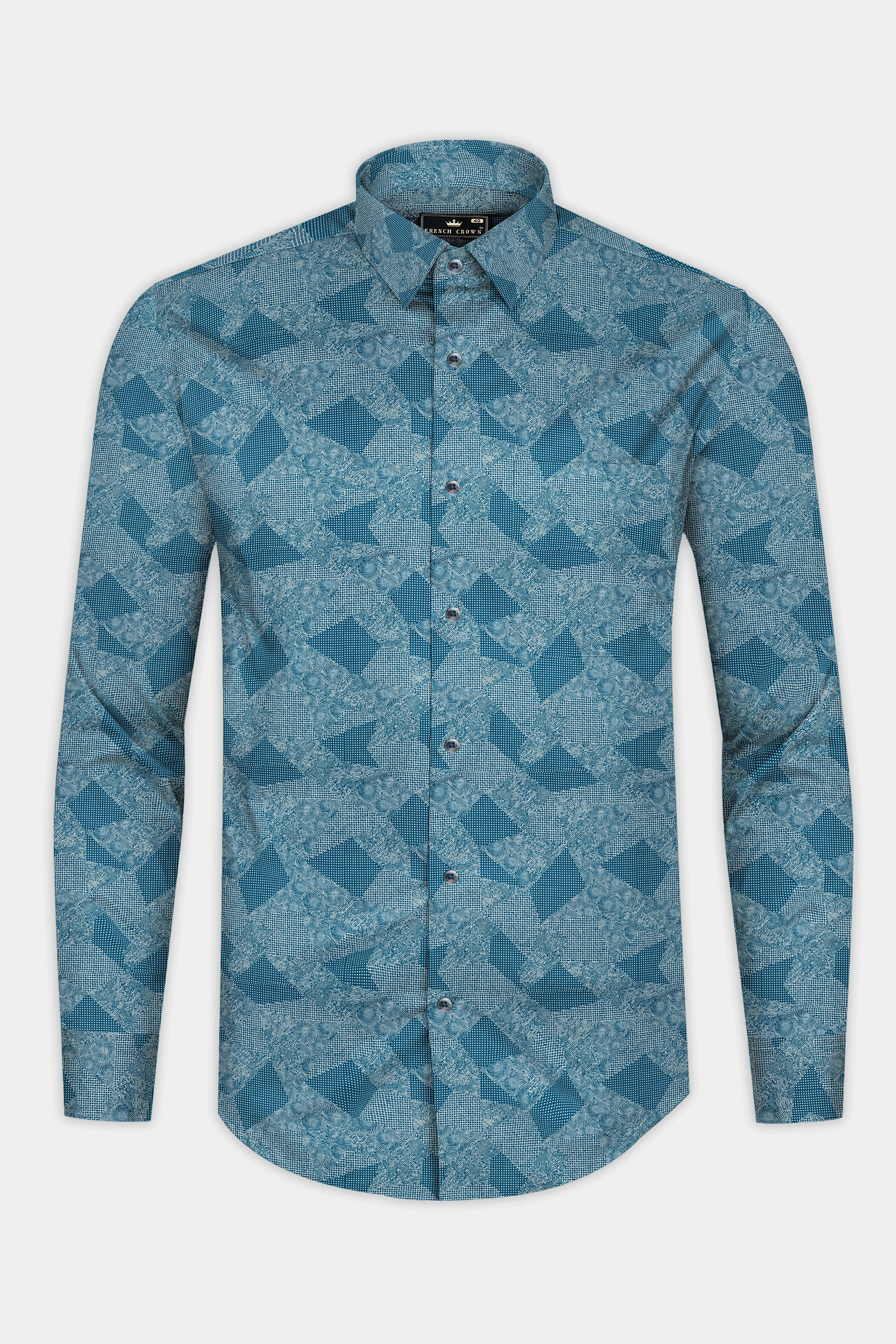 Astronaut Blue Printed Super Soft Premium Cotton Shirt