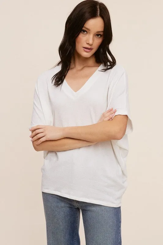 Aurora Bliss Short Sleeve Vneck Crepe Hachi Top