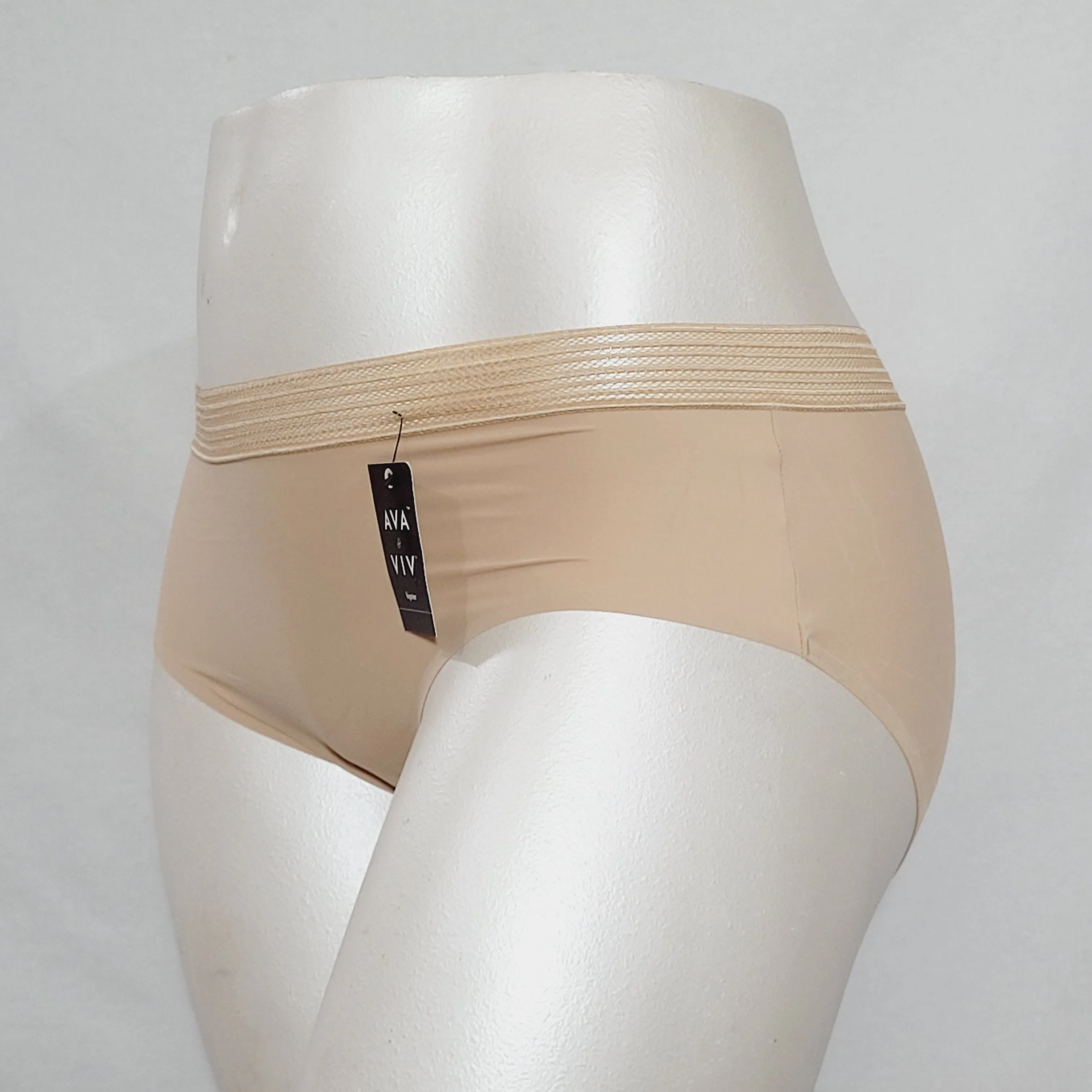 Ava & Viv Plus Size Laser Cut No Show Hipster Panty 1X Honey Beige