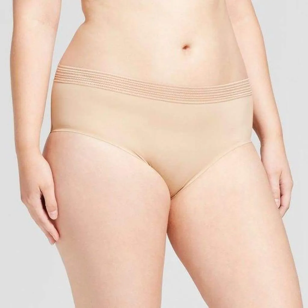 Ava & Viv Plus Size Laser Cut No Show Hipster Panty 1X Honey Beige