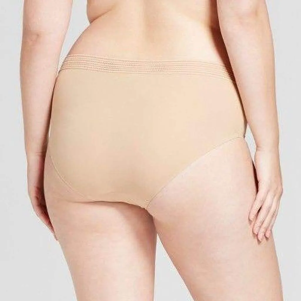 Ava & Viv Plus Size Laser Cut No Show Hipster Panty 1X Honey Beige