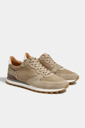 Beige nabuk and suede runners - Made In Italy