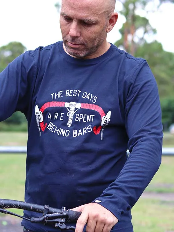 Best Days Behind Bars Long Sleeve T Shirt Navy