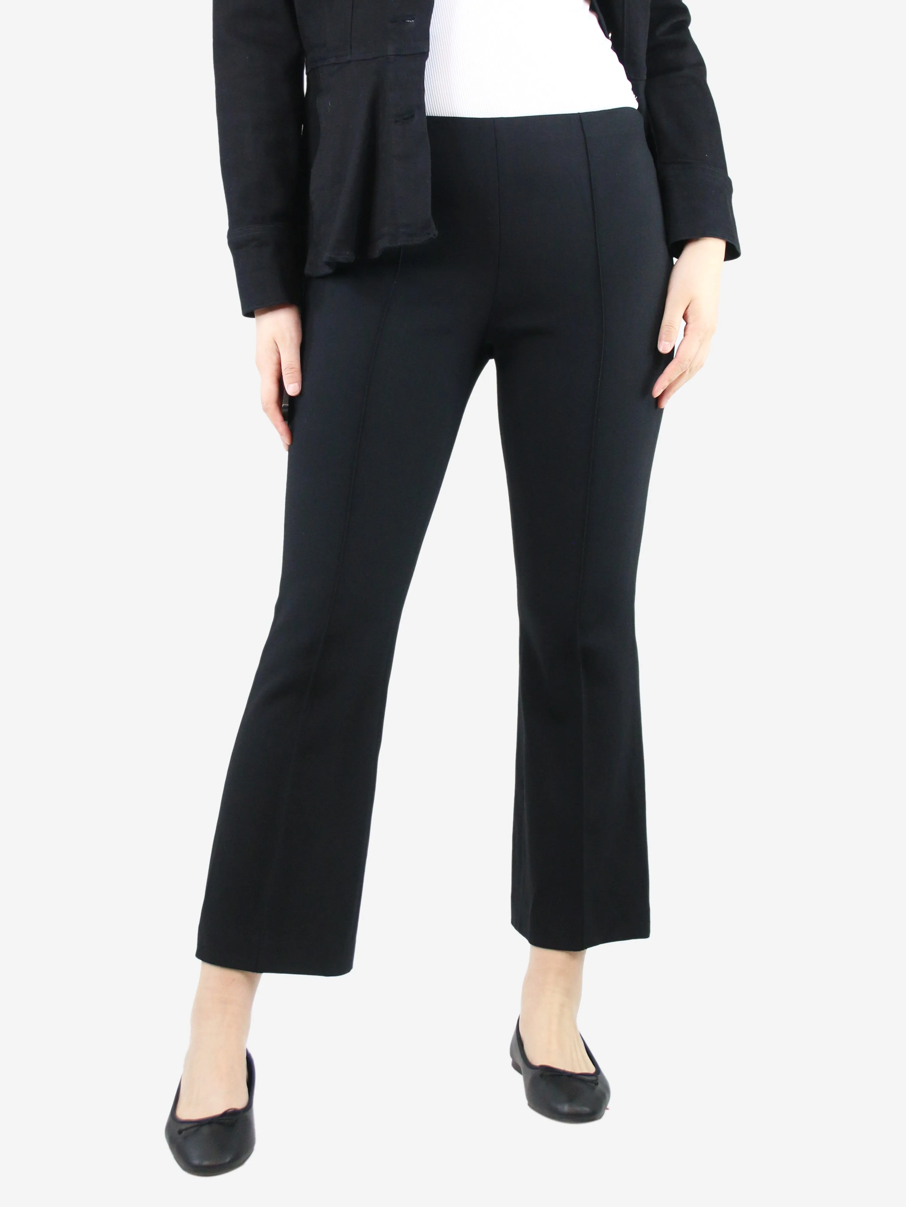 Black elasticated waist pleated trousers - size UK 12