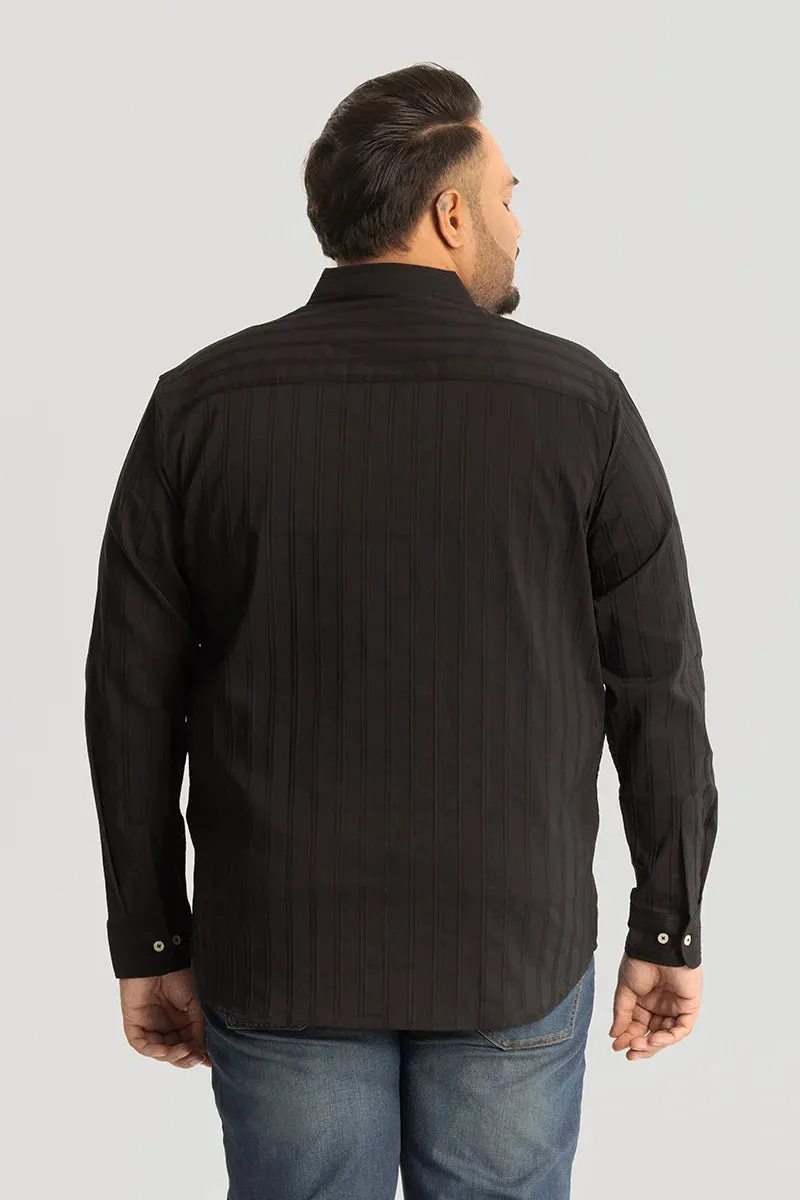 Black Self Stripe Textured Shirt