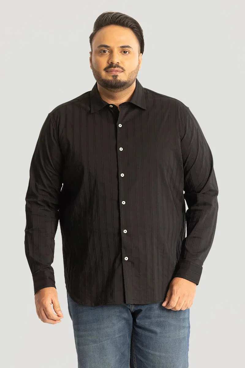 Black Self Stripe Textured Shirt