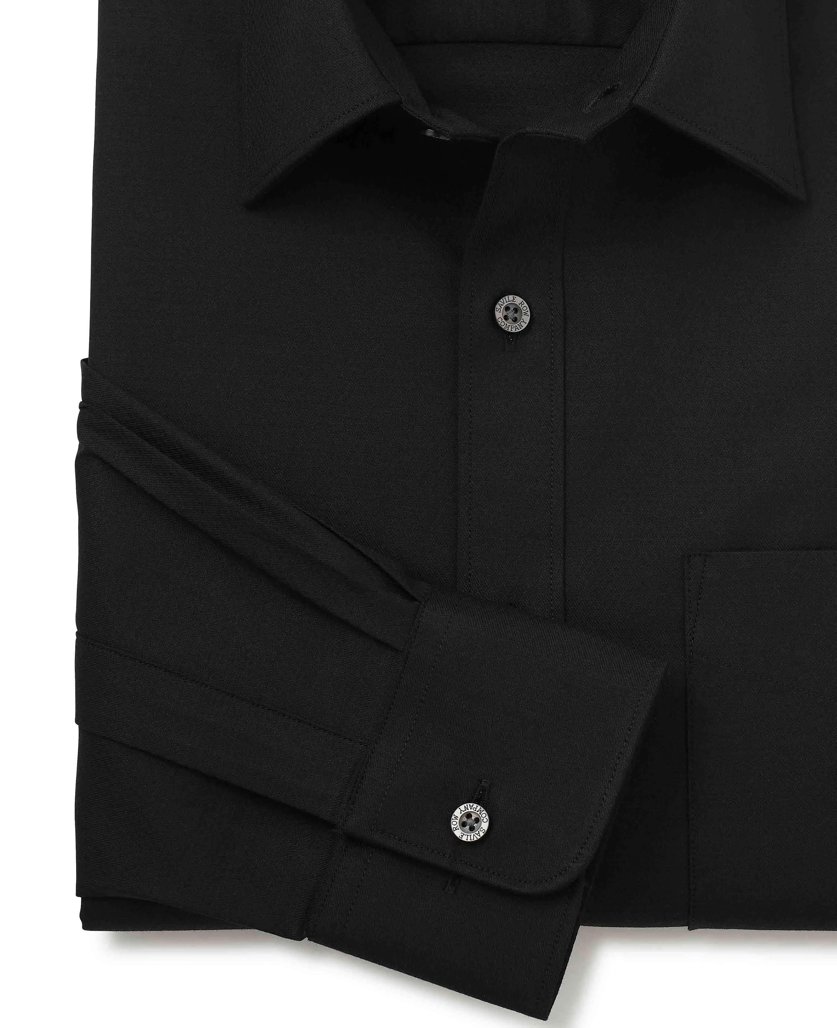 Black Stretch Cotton Classic Fit Formal Shirt - Single Cuff