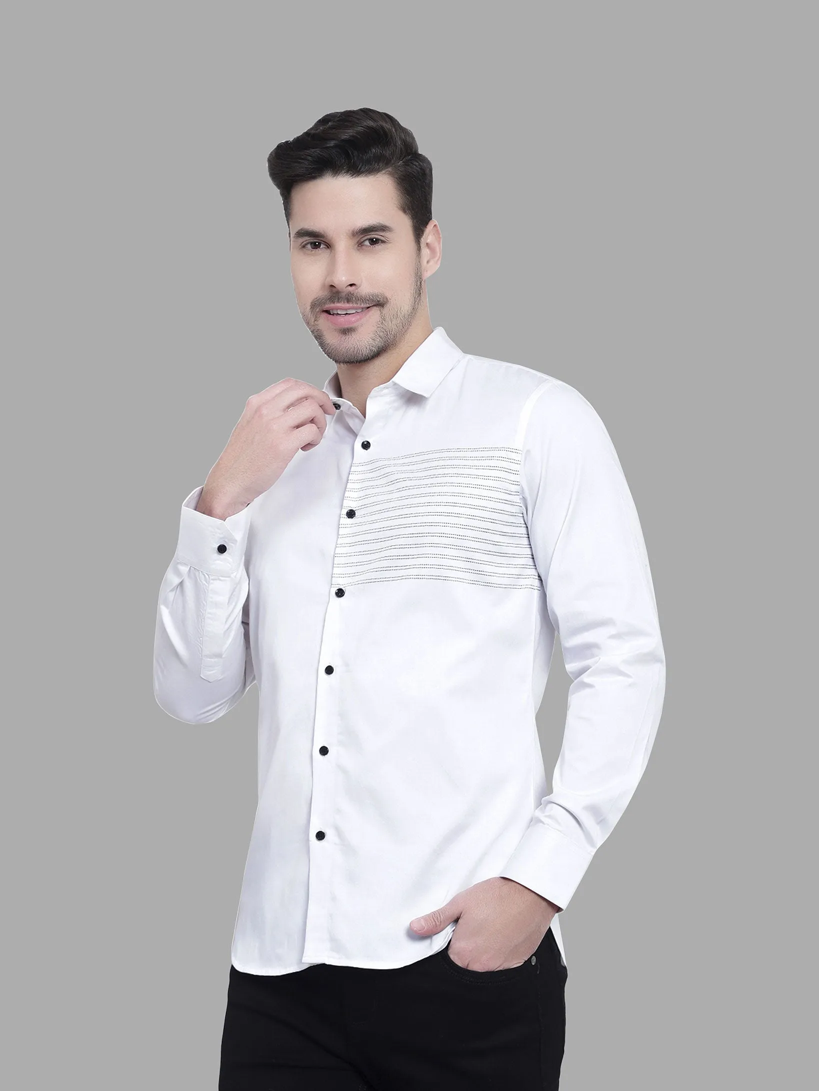 Black Striped White Super Designer Cotton Shirt