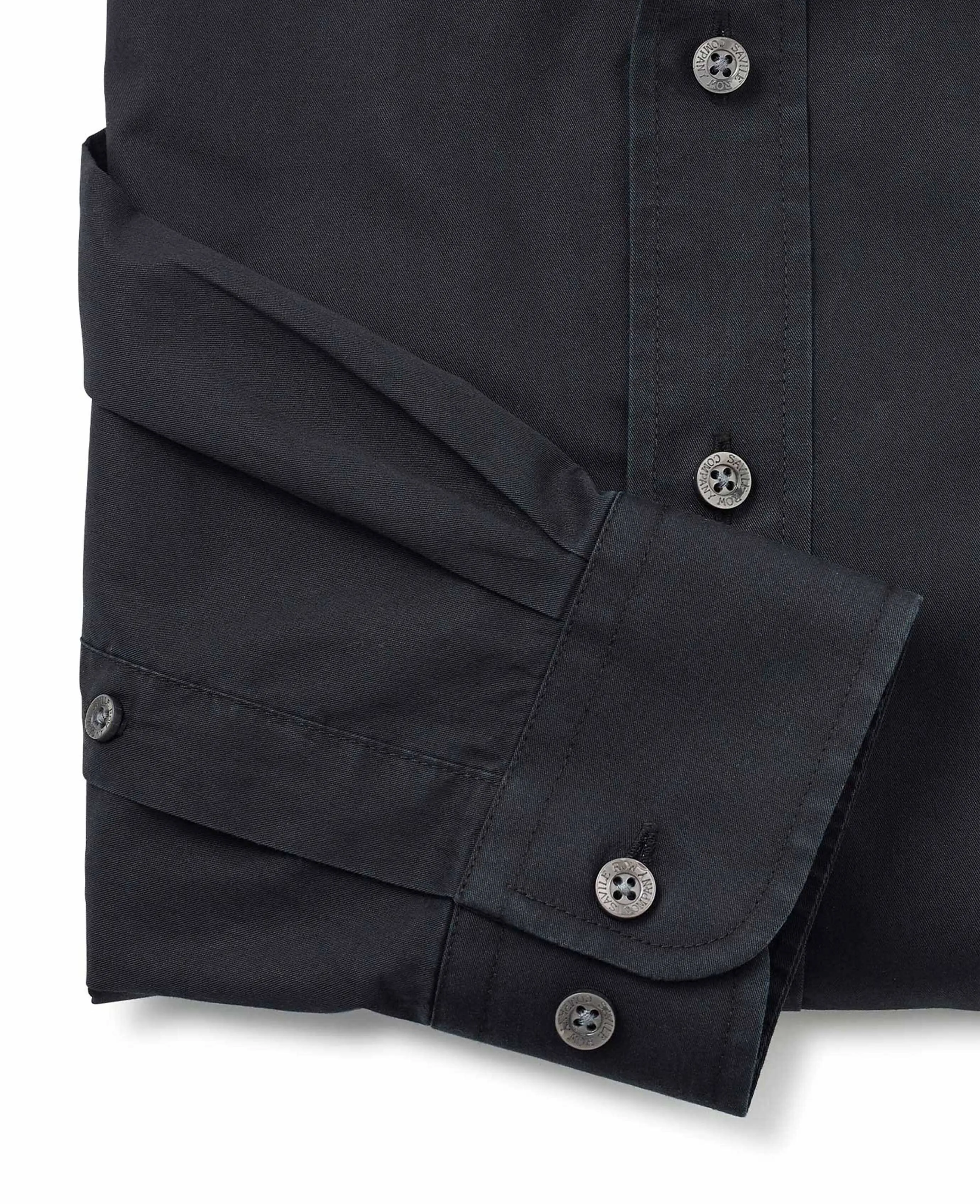 Black Twill Slim Fit Shirt in Shorter Length