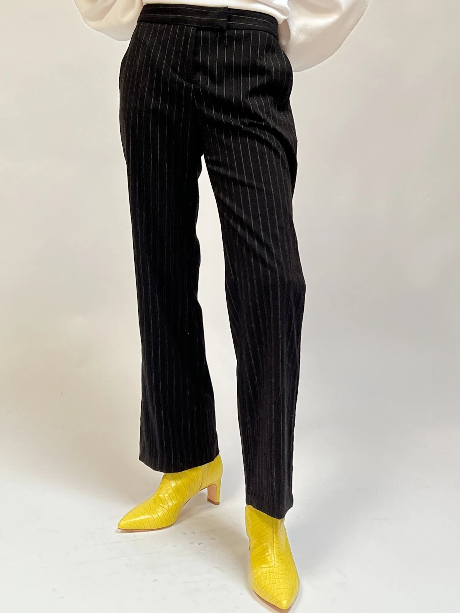 Black Y2K Pinstripe Trousers (M)