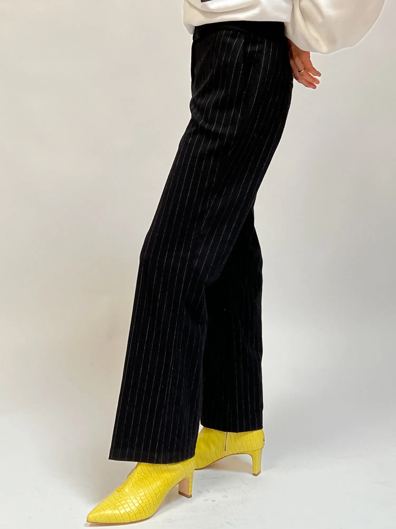 Black Y2K Pinstripe Trousers (M)