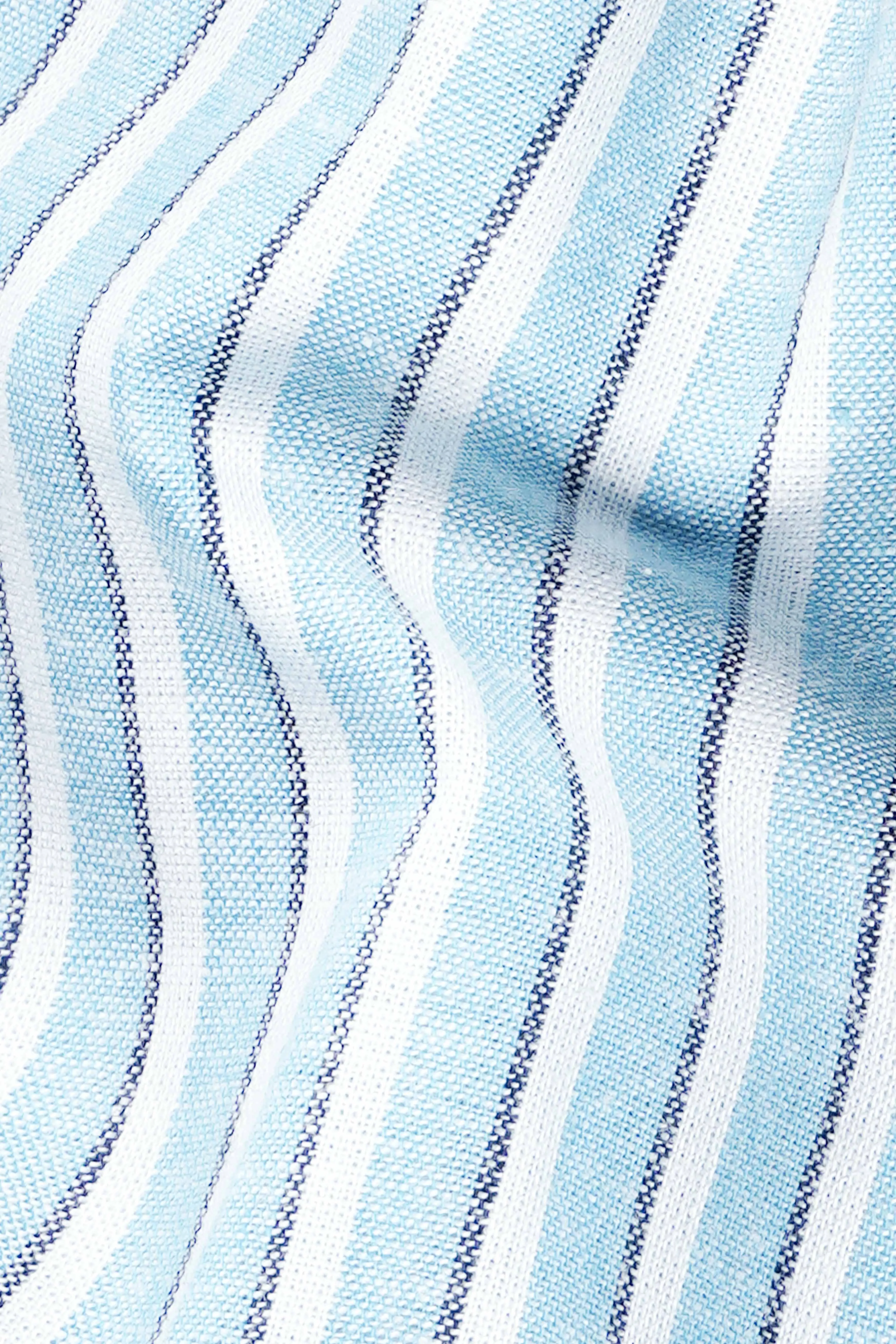 Blizzard Blue and White Striped Luxurious Linen Shirt