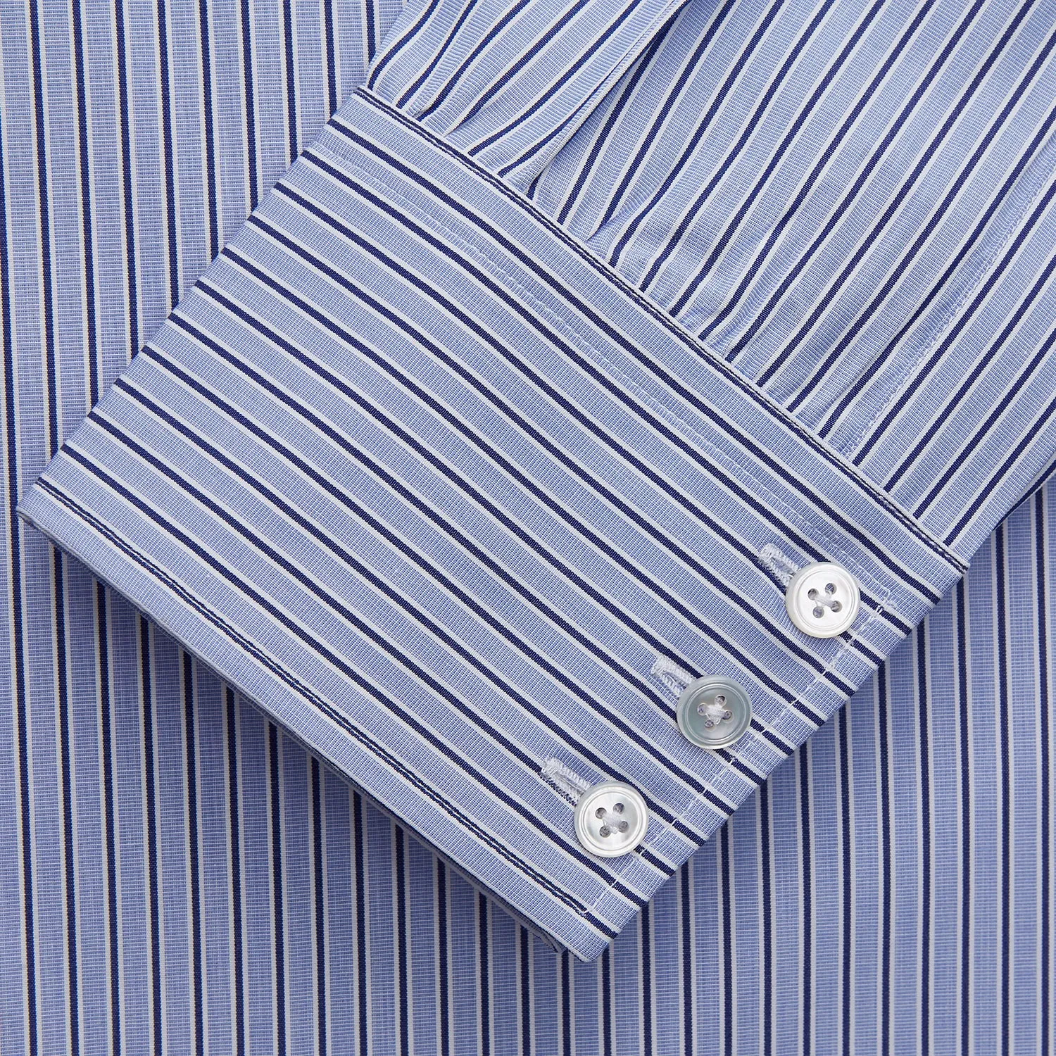 Blue and Navy Halo Stripe Cotton Regular Fit Mayfair Shirt