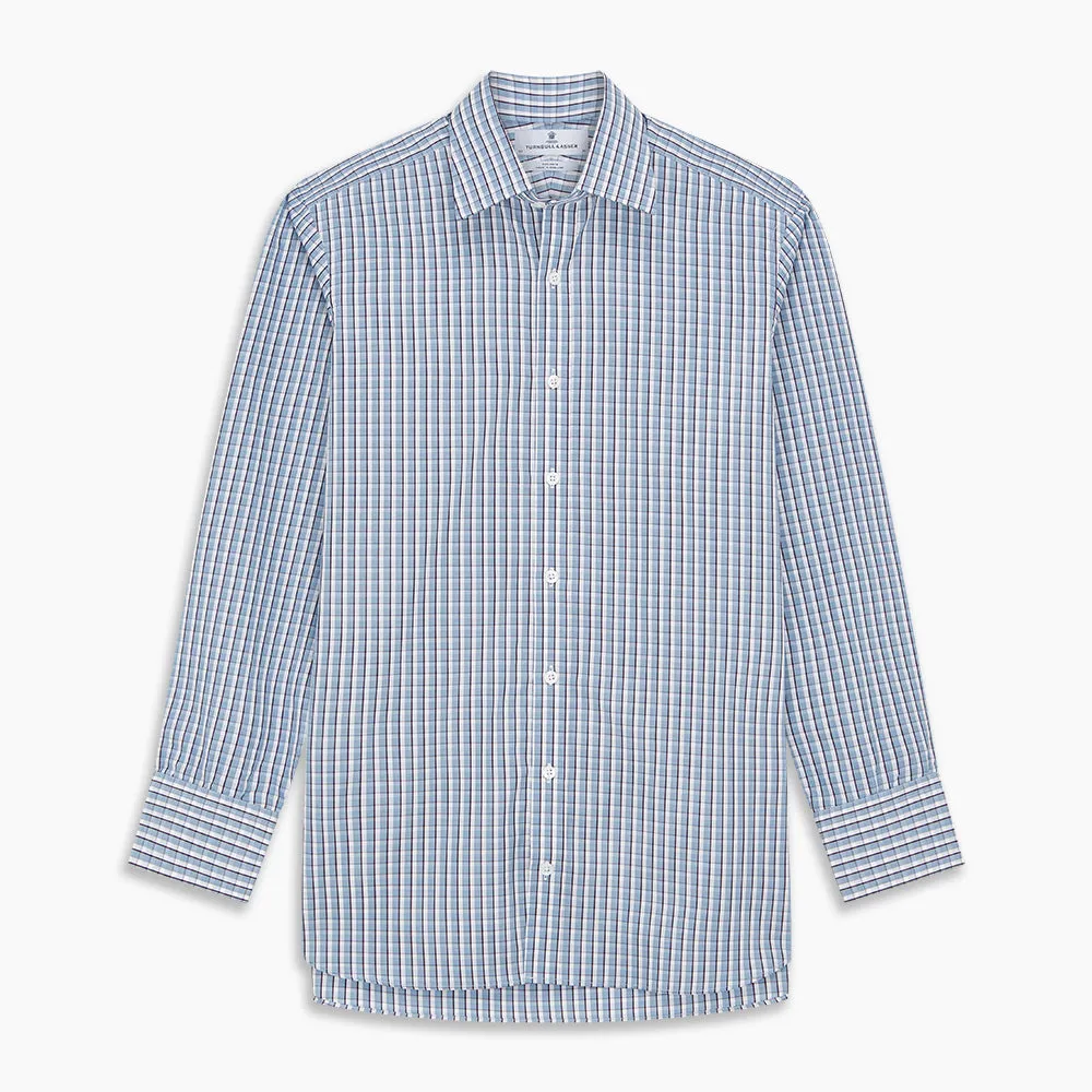 Blue and White Check Cotton Regular Fit Mayfair Shirt