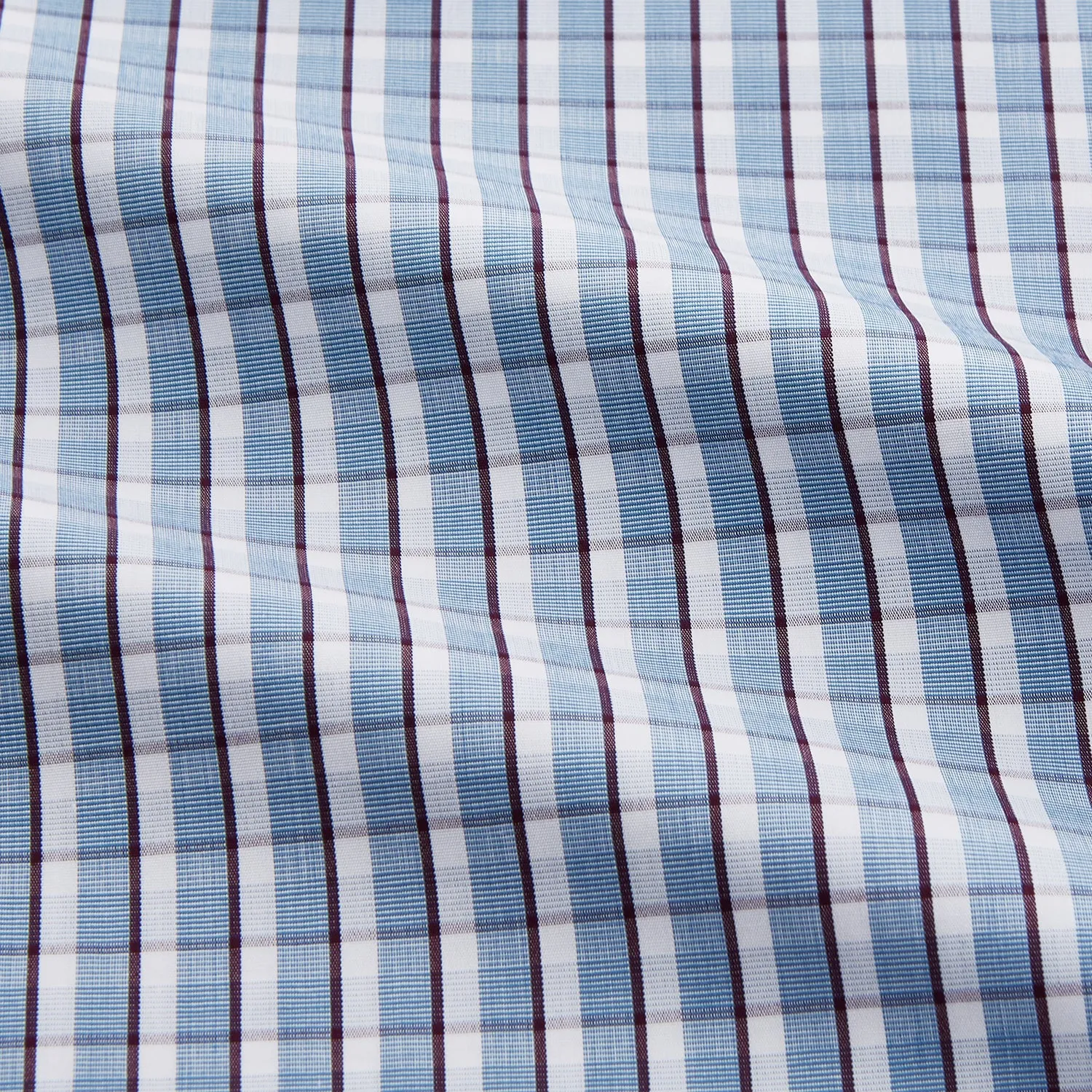 Blue and White Check Cotton Regular Fit Mayfair Shirt