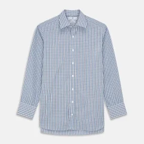 Blue and White Check Cotton Regular Fit Mayfair Shirt